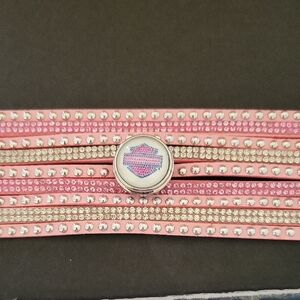 #F Pink and Silver Women's Bracelet Ginger Snap. Harley Snap